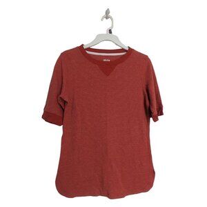 Duluth Trading Co. Women's Short Sleeve Baseball Tee Shirt Red Orange Size Small